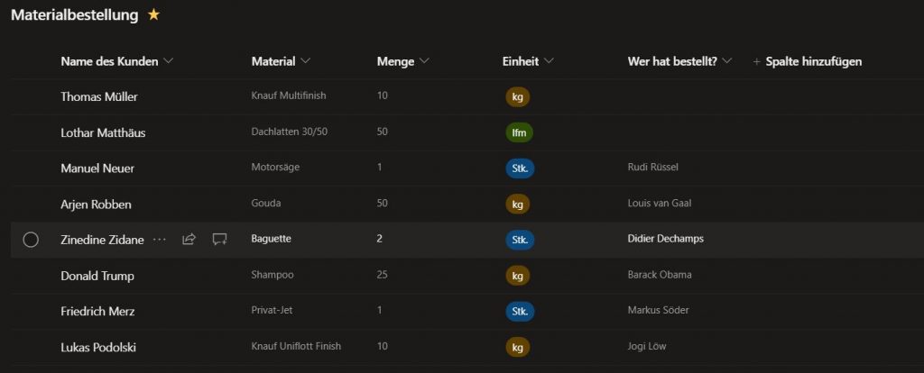 Formulardaten in Listen überführen