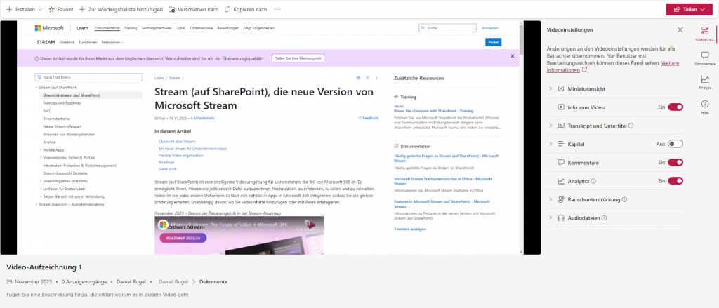 Microsoft Stream on SharePoint